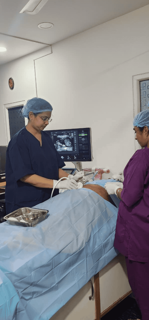 Invasive testing procedure with ultrasound guidance